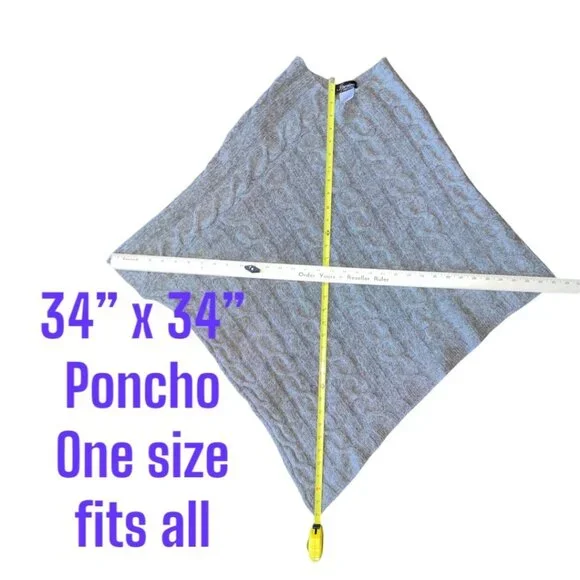 Iperico Cable Knit Alpaca/Wool Blend Poncho Made in Italy OS - Picture 5 of 7